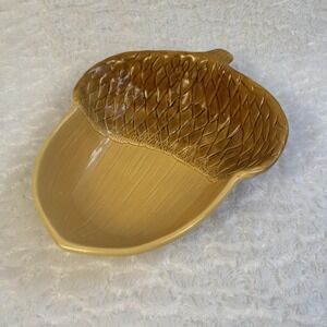 Vintage Ceramic Acorn Serving Dish Large Candy Bowl Harvest Fall Plate Nature